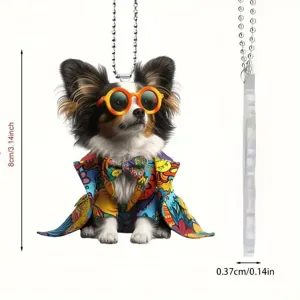 Acrylic Dog Pendant Rearview Mirror Hanging Ornament Cute Suit Sunglasses Car Decor Charm