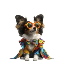 Cute funny dog acrylic pendant wearing suit and sunglasses for car mirror and backpack charm deco.