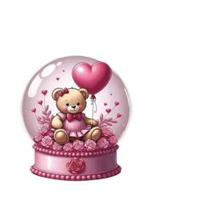 Pink teddy bear snow globe acrylic charm cute rose heart balloon car rearview mirror pendant