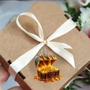 Acrylic 2D treasure chest pendant, car rearview mirror hanging ornament, backpack charm.