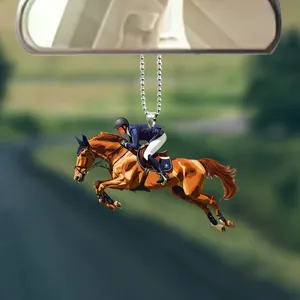 Paardensport auto hangend ornament achteruitkijkspiegel acryl hanger decoratie