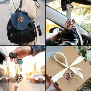 Rugby boy acrylic car charm keychain pendant bag accessory decorative gift for sports fans