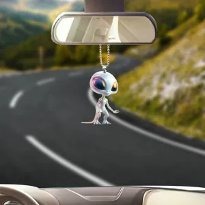 Cartoon Big Eyed Alien Acrylic Keychain Car Rearview Mirror Pendant Backpack Hanging Ornament Fashion Bag Charm Gift