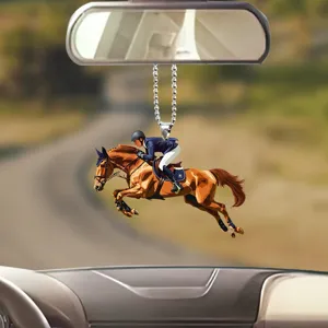 Paardensport auto achteruitkijkspiegel hangend ornament, paard springend hanger, auto decor