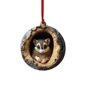 Cute Christmas tree hanging ornament 2D flat acrylic pendant holiday home party decor