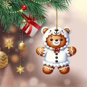 Acrylic gingerbread snowman ornament pendant for Christmas tree and lovely car rearview mirror.