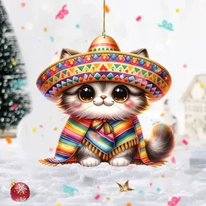 Lindo colgante de coche de gato acrílico, llavero de gatito mexicano y adorno de espejo retrovisor.