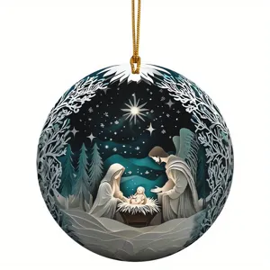 Christmas Nativity Scene Hanging Ornament Decorative Pendant for Holiday Party Tree Decor
