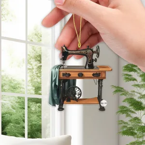 Ornement suspendu de machine à coudre vintage en acrylique 2D pour intérieur de voiture