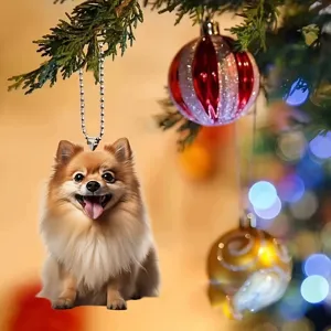 Cute Pomeranian dog acrylic ornament double sided Christmas tree hanging pendant charm decor