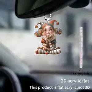 Cute acrylic clown girl car rear view mirror hanging pendant 2D flat decorative ornament