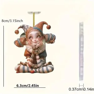 Acrylic jester girl hanging ornament double sided car rearview mirror decor keychain pendant