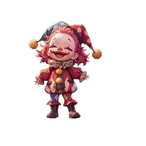 Simpatico ciondolo per auto in acrilico con clown colorato e decorazione per zaino.