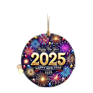 2025 Año Nuevo fuegos artificiales acrílico colgante adorno plano impreso coche decoracion
