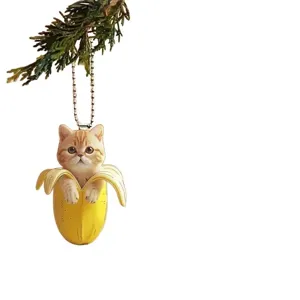 Acrylic cute banana cat keychain pendant for bag home decoration charm accessory gift.