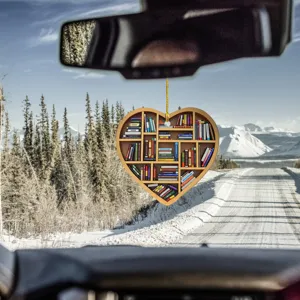 Acrylic heart-shaped bookshelf car hanging ornament interior rearview mirror decor