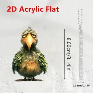 Cute 2d acrylic flat green bird pendant bag charm car hanging ornament with metal chain 8cm