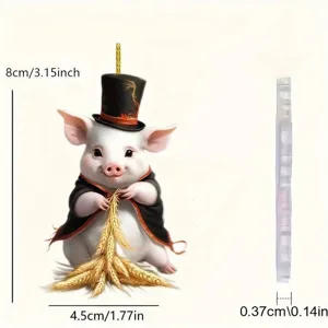 Cute acrylic pig pendant car rearview mirror hanging ornament flat design with size details