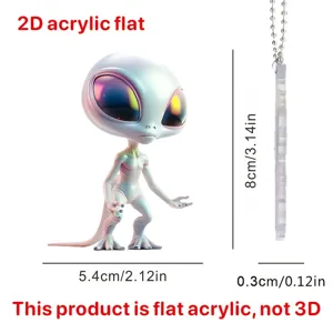 2D acrylic alien keychain cute big eye pendant backpack car accessory 8cm gift item