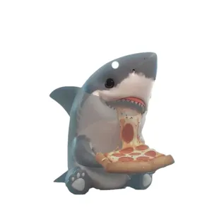 Cute pizza shark acrylic keychain pendant cartoon animal key ring bag car ornament gift