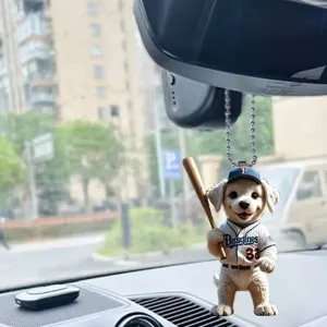 Cute baseball puppy car hanging ornament acrylic pendant rearview mirror decoration interior accessories