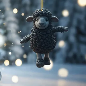 Cute black sheep car hanging ornament plush texture charm acrylic keychain backpack pendant