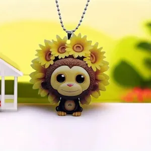 2D acrylic sunflower cute monster pendant bag charm car hanging ornament accessory.