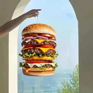 Kreativer Acryl-Burger-Hängeornament für Autosrückspiegel, Rucksackanhänger oder Heimdeko.