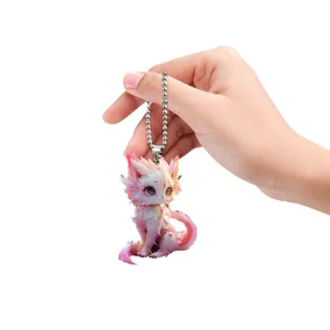 Pink fantasy nine-tailed fox acrylic charm keychain exquisite detail view ornament