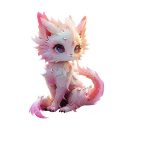 Cute pink crystal fox acrylic keychain charm fantasy animal bag pendant car mirror decoration
