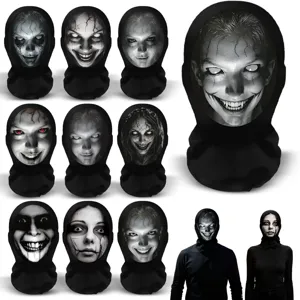 Halloween Maglia Stampato Teschio Maschera Faccia Piena Spaventoso Festa Costumista Orrore Atmosfera Layout Cosplay Maschera Accessorio