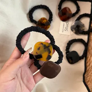 Coletero cuadrado de acetato estilo coreano scrunchies de leopardo accesorios para el cabello
