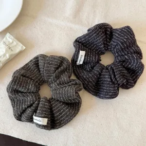 Herfst winter gebreide haarscrunchie set, gezellige casual wollen paardenstaart haaraccessoires.