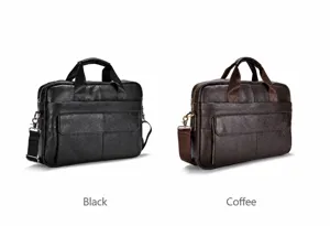 Men's Genuine Leather Briefcase Business Laptop Bag Shoulder Crossbody Bag