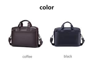 Borsa da lavoro in vera pelle da uomo grande borsa a tracolla per laptop nera e caffe