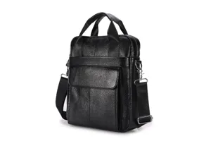 Men's Black Genuine Leather Business Briefcase Handbag Laptop Shoulder Bag Commute