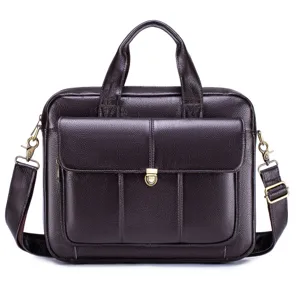 Borsa Ventiquattrore in Vera Pelle da Uomo Viaggio d'Affari Borsa a Mano in Pelle Bovina Strato Superiore Borsa Impermeabile per Laptop