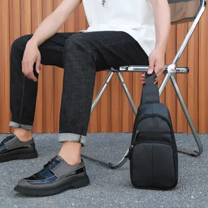 Men genuine leather chest bag vintage cowhide crossbody bag casual sling bag for daily use