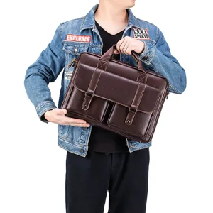 Borsa da lavoro vintage in pelle da uomo grande capacita borsa a mano casual ufficio.