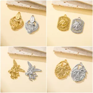 304 Edelstahl Ägyptische Flügel Wolfskopf Erzengel Michael Fuchs Relief Anhänger DIY Schmuckherstellung Charms Retro Metall Zubehör