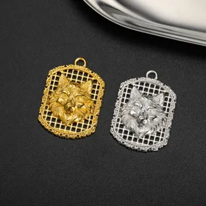 Edelstahl Wolfsrelief Kopf Anhänger DIY Schmuckherstellung Handwerk Gold Silber Akzessoire