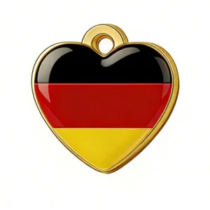 Colgante de corazón con bandera de Alemania de acero, abalorio epoxi brillante para joyas DIY.