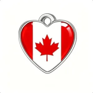 Colgante corazón bandera Canadá de acero inoxidable joya llavero accesorio vista detallada