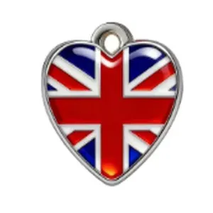 Colgante de corazón de acero inoxidable con diseño de bandera británica para joyería DIY.