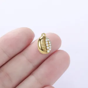 Pendentif coquillage doré en acier inoxydable strass accessoire bijoux DIY neuf