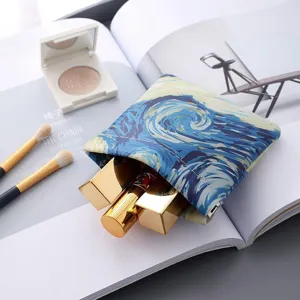 Pochette de maquillage imprimée Nuit Étoilée de Van Gogh sac de rangement mini rouge à lèvres