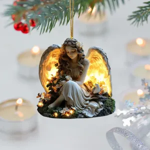 2D acrylic angel hanging ornament, glowing design home and car decorative pendant gift.