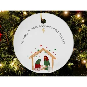 Acrylic Christmas Hanging Ornament Nativity Scene Round Decorative Plaque Holiday Tree Hanging Decor Gift