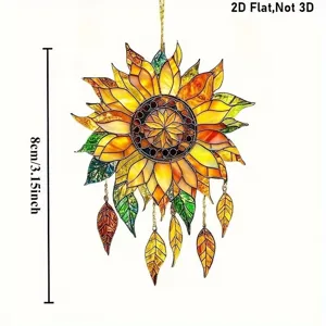 Stained glass style sunflower hanging acrylic ornament 2D flat home decoration pendant