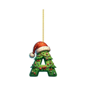 Acrylic Christmas Tree Letter Pendant DIY Decoration Family Xmas New Year Party Hanging Ornament